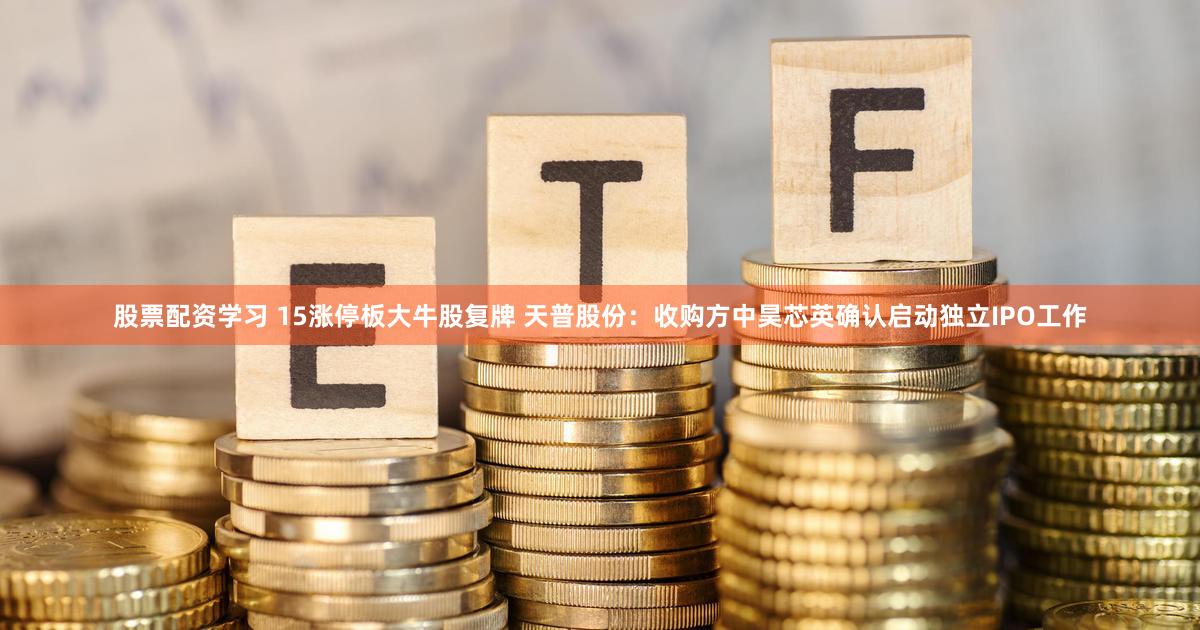 股票配资学习 15涨停板大牛股复牌 天普股份：收购方中昊芯英确认启动独立IPO工作